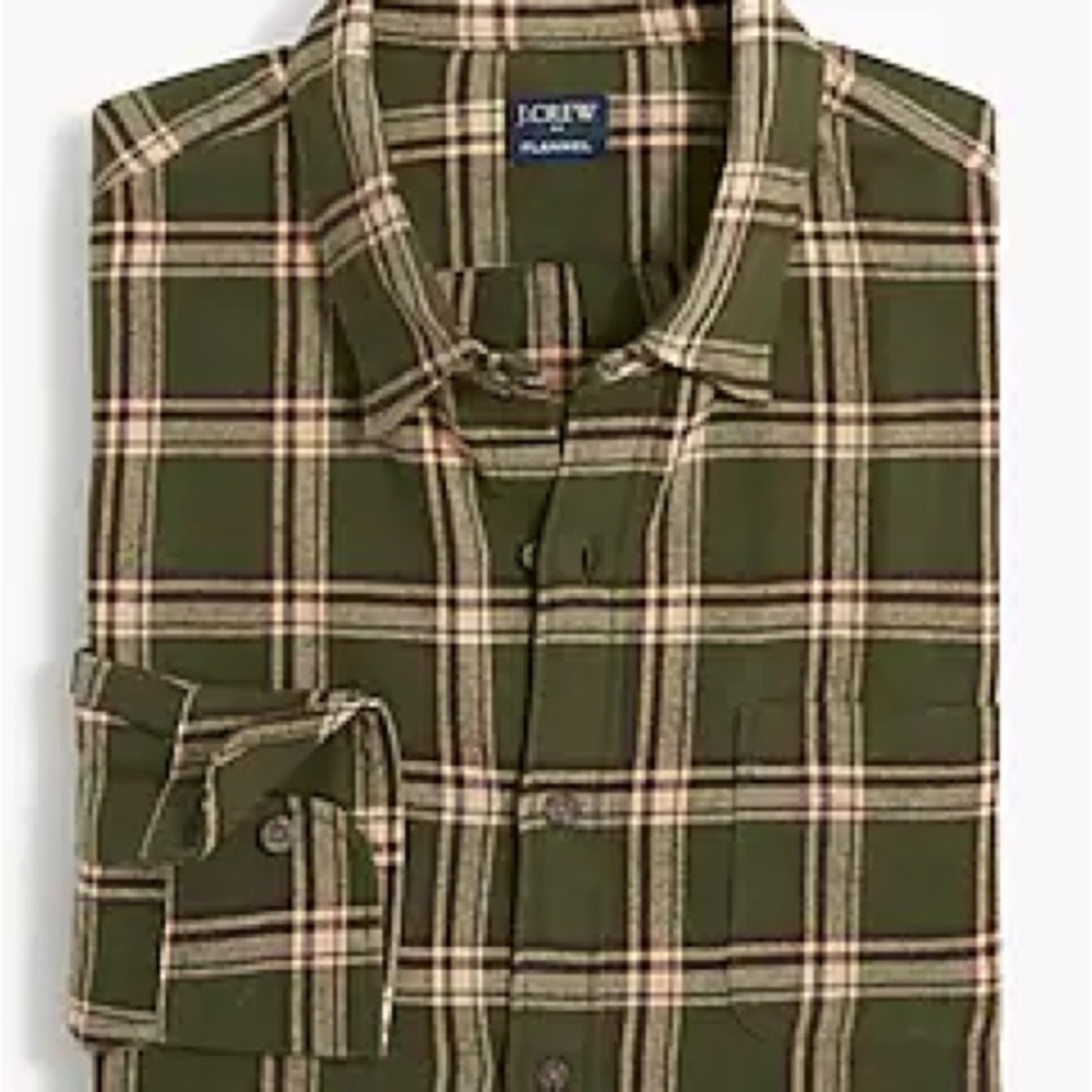 J.Crew Men’s Slim Flannel Shirt Plaid Green XL NWT